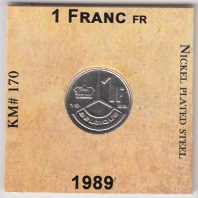 1 Franc 1989 - Belgium - French text