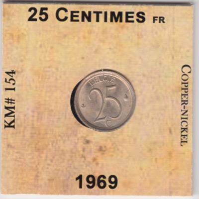 25 Centimes 1969 - Belgium - French text