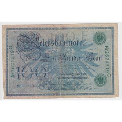 100 Mark 1908 - Reichsbanknote; green seal
