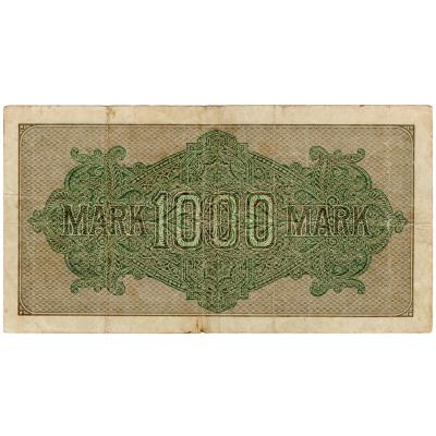 1000 Mark Reichsbanknote 1922 - P# 76g - Watermark Wavy Lines Pattern