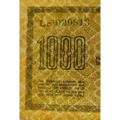 1000 Mark Reichsbanknote 1922 - 76e - Lattice Watermark Pattern