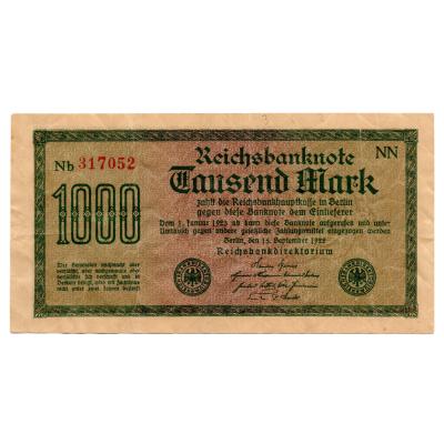 1000 Mark Reichsbanknote 1922 - P#76b – Thorns Watermark Pattern