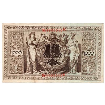 1000 Mark Reichsbanknote; red seals 1910