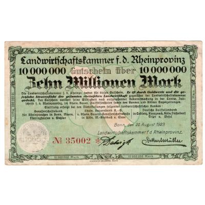 10 Millionen Mark 1923 - Landwirtschaftshammer of the Rheinprovinz, Bonn