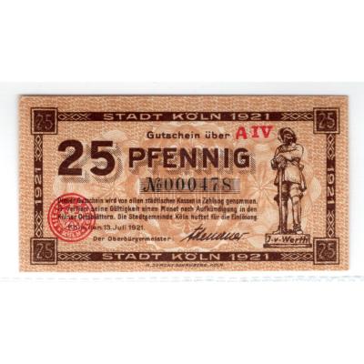 25 Pfennigs 1921 -  City of Cologne (notgeld)