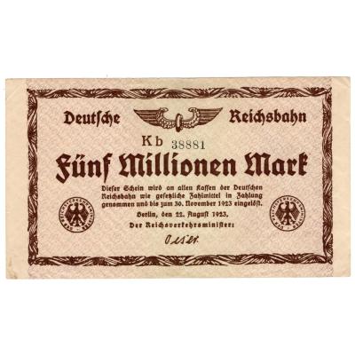 5 Million Mark 1923 - Deutsche Reichsbahn