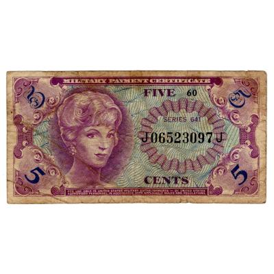 5 Cents Military Payment Certificate - 1965