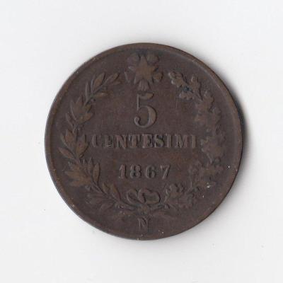 5 Centesimi 1867N - Italy