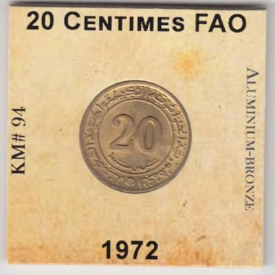 20 Centimes 1972 - Algeria